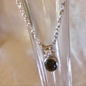 Dark moonstone and diamond necklace